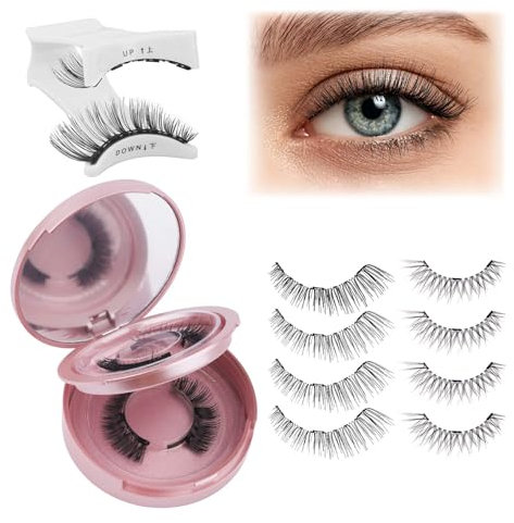 Fadlash 2 Paia Set Ciglia Finte Magnetiche 3D Con Pinze Ciglia Finte Con Magneti,Ciglia Finte Magnetiche Doppie Riutilizzabili Impermeabili Senza Colla o Fodera(K8+604)