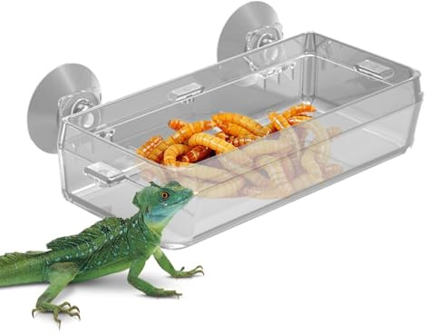 Ciotola per cibo per rettili, anti-fuga, con ventosa per rettili, ciotola trasparente per iguana, camaleonte, lucertola, , gechi