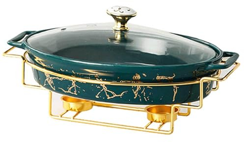 SUPBEI Chafing Dish Buffet-Set Keramik-Chafer mit Marmor-Finish Speisenwärmer für Partys, Buffets, Hochzeiten, Bankette, Catering-Events,F