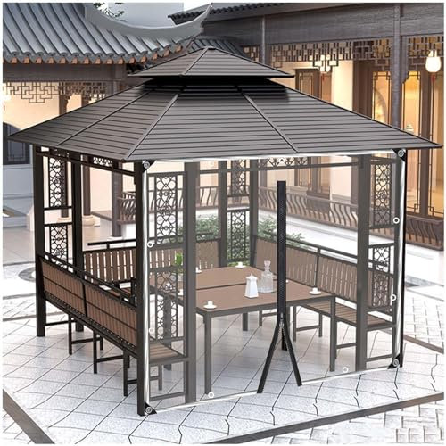 WELLBELT Waterproof Outdoor Curtains,Waterproof Pergola Tarpaulin Side Panels, Outdoor Clear Tarp Curtains With Zipper Door, Transparent Gazebo Porch Tarpaulin Side Panels, 0.5mm Pvc Tarpaulin Cover,