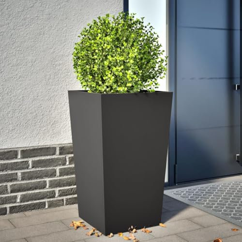 Xichuzi Pflanzkübel Schwarz 45x45x75 cm Stahl, Blumentopf Gross, Blumenkasten Balkon, übertopf, Pflanzkasten, Flowerpot, Kräuterbeet Für Die Küche, Vertikalbeet - 851094