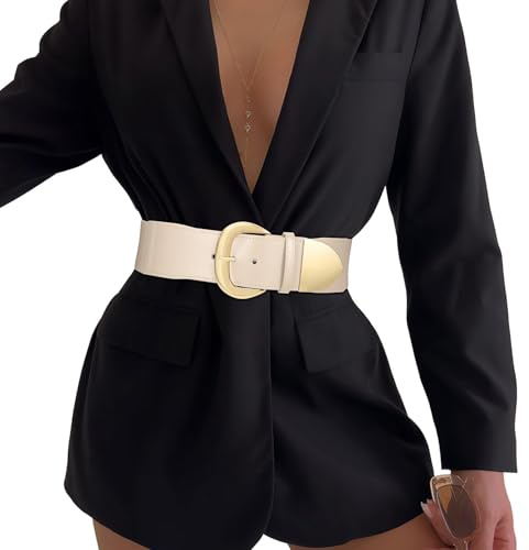 WHIPPY Damen Breiter Gürtel Taillengürtel Stretch für Kleid Elastischer Gürtel Hüftgürtel für Damen Goldener Schnalle