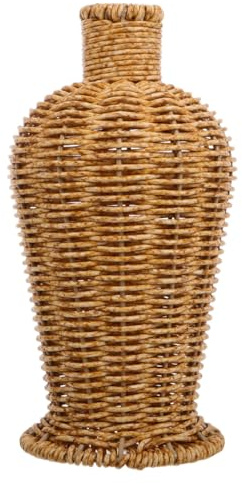 ABOOFAN Rattan Woven Vase Flower Bouquet Holder Rustic Boho Centrepiece for Fresh or Dried Flowers Country Style Decorative Basket for Bathroom Bedroom and Living Room 9.45 X 4.72 X 4.72 in