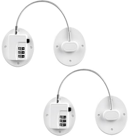 Fridge Lock - 2 PCS Password Fridge Locks, Oval Digital Password Safety Door Locks, 3M Adhesive Safety Kids Lock for Freezer Door File Drawer Cabinet Cupboard Refrigerator Windows Child Safety (White)