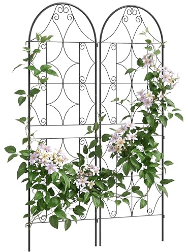 Outsunny Rankgitter Metall 2er Set zum Stecken rostfrei 50x150 cm Schwarz | Rankhilfe für Kletterpflanzen, Garten Spalier, für Zimmerpflanzen, Pflanzenspalier, für Tomaten Gemüse Blumen