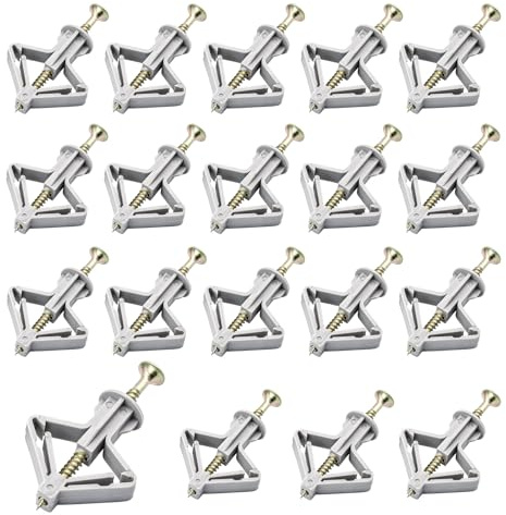 100PCS Plasterboard Wall Plugs and Screws Set, Plasterboard Fixings Drywall Cavity Fixings, Heavy Duty Anti-Rotational Plaster Walls Fixings for Hollow Drywall Cavity TV Wall Brackets
