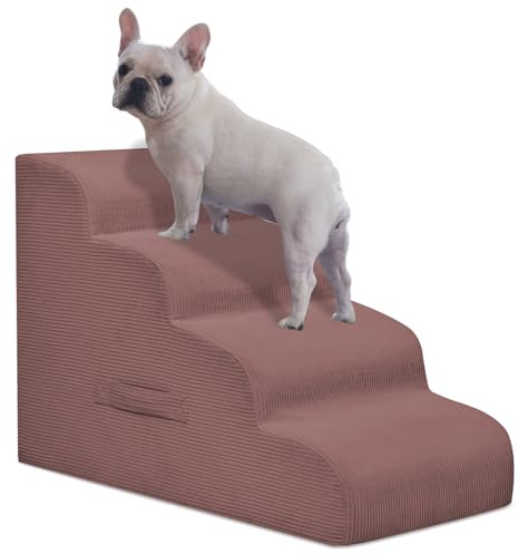 Mesa Lemon Hundetreppe für Kleine Hunde, 4-stufige Haustierrampe Treppe für Hochbetten und Sofa, rutschfeste Haustiertreppe für kleine Hunde und Katzen, Abnehmbarer und leicht zu reinigender Bezug