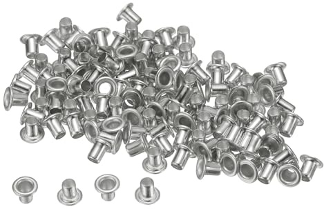 QUARKZMAN 100 Stück Ösen Set, 2mm Loch Tüllen Metallösen winzige Öse für Schuhe Kleidung Gürtel Tasche DIY-Projekt Planen (Silberton)