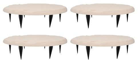 Dalles décoratives rondes en résine polypropylène pour extérieur, avec piquets, pour pelouse, jardin, allée, résistant aux intempéries, diamètre 39,9 cm, lot de 4 (-3111240179111)