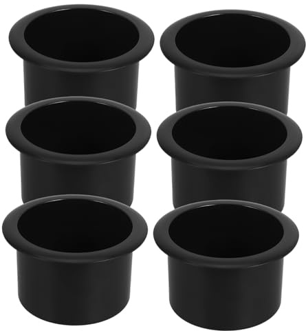 Ciieeo Portabicchieri da Divano in Abs Nero, Inserto per Bracciolo Anti-rovesciamento, 6 Pezzi, Design Compatto per Sofa e Poltrona