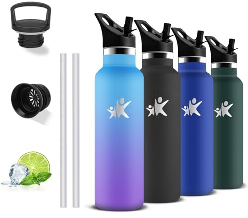 Gourde- 500ml- Gourde Isotherme, Bouteille Isotherme Anti Fuite, Bouteille Inox sans Bpa, Double Isolation, Bouteilles Isothermes Avec Poignée, Bouteille d'eau pour Randonnée, Voyage, Camping, Sport