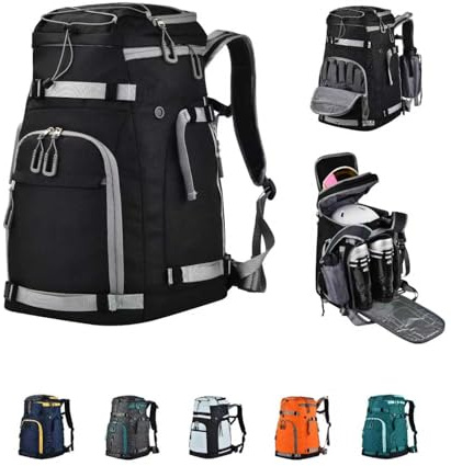Heliar 55L-70L Expandable Ski Boot Bag – Waterproof, Durable Backpack with Multiple Compartments, Adjustable Webbing for Ski/Snowboard, Comfortable Padded Back Panel, Ideal for Ski Travel