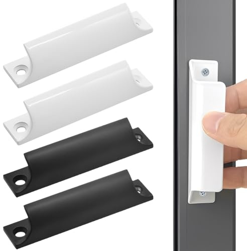 JYNVO 4 piezas: manilla con tornillo para puerta de balcón, manilla exterior para puerta de balcón, manilla de aluminio para muebles, manilla para armario, manilla para balcón