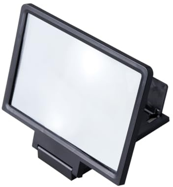 CONGARTENO Lente Ingranditore Per Schermo Telefono Hd Amplificatore Visualizzazione Video Con Supporto Pieghevole Nero Per Smartphone e Lettura Comoda