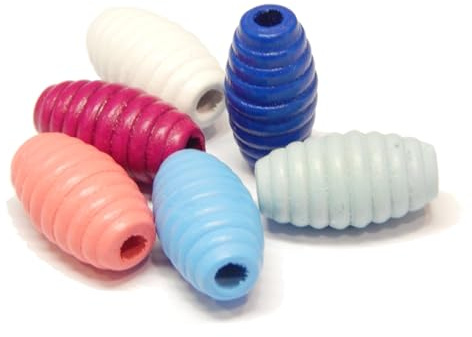 Perlin Holzperlen zum auffädeln Bunt 25mm Bienenstock groß Oval Streifenform Perlen zum Basteln 5mm großes loch 50 Stück Zwischenperlen Für Schmuckherstellung Haarzöpfe DIY Handwerk