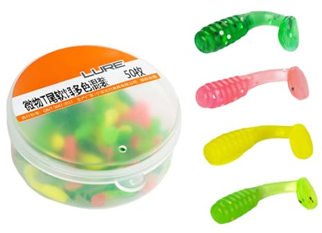 Illkjasfc 50 Uds. Señuelos De Pesca Suaves con Paleta 1 5 Cm para Truchas Cebos Artificiales Cebos para Nadar Señuelos Acción Natación Realistas