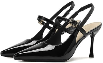 WQHPLMD Womens Pointed Toe Ankle Strap Pumps Stilettos Slingback Sandals Office Wedding Dress Shoes 8cm
