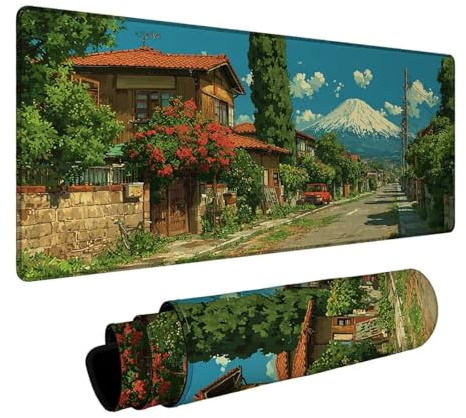 Tapis de Souris Mont Fuji Tapis de Souris Gamer Rue Mouse Pad Bords cousus Précision et Vitesse Améliorées pour Decoration Maison Bureau Pc Portable Pc Gamer Clavier Sans fil 400 x 900 x 3 mm DBYH3228