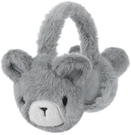 Lovely Bear Earmuffs for Adults Kids Adjustable Collapsible Winter Warm Thermal Plush Ear Muffs Coldproof Windproof Plush Fuzzy Animal Style Ear Warmer Cover Protection Cold Weather Accessories