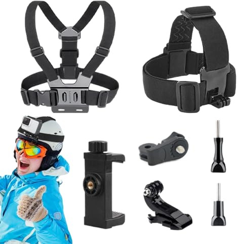 Soporte de pecho para cámara de acción, arnés de correa de nailon ajustable, soporte de cámara manos libres, cómodo para adultos, niños y mujeres, soporte perfecto para grabar ciclismo, esquí