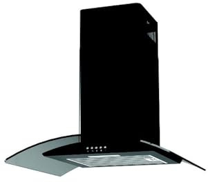 Cookology Essentials AEHCG60BK Extractor Hood 60cm - Curved Glass Chimney Cooker Hood - 3 Speeds - 308 m3/hr Air Flow - LED Light - Energy Rating B - Aluminium Grease Filter - Black