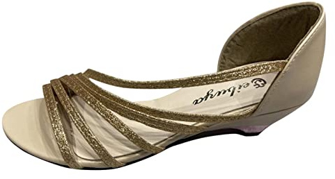 Sommarskor dam bekväm kilklack, sandaletter dam sommar eleganta romerska sandaler halkfria fritidssandaler chic fritidsskor remmar sandaletter lätta kilsandaler, Guld, 37 EU