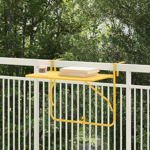 SooIarix Tavolo da balcone sospeso, in acciaio, 60 x 39 x 65 cm, resistente alle intemperie, pieghevole, piccolo tavolo da giardino per balcone e terrazza, pratico mobile da terrazza per esterni