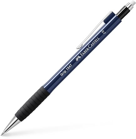 Faber-Castell 134751 - Matita meccanica GRIP 1347 blu navy, durezza B, spessore mina 0,7 mm, con gomma integrata, 1 pz.