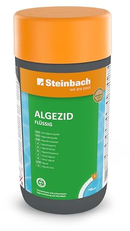 Steinbach Poolpflege Algezid flüssig - 0753501TV00-1 l - Schaumfrei & hochkonzentriert - Verhindert Algenwachstum & entfernt Trübstoffe - Für klares Wasser mit Langzeitwirkung