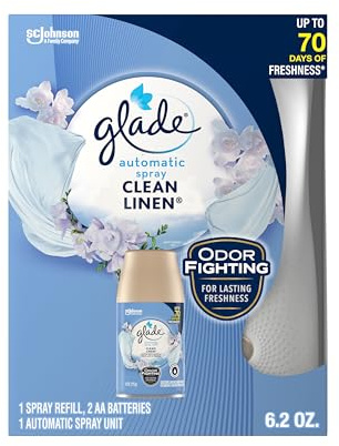 Glade Automatic Spray Refill and Holder Kit, Air Freshener for Home and Bathroom, Clean Linen, 6.2 Oz