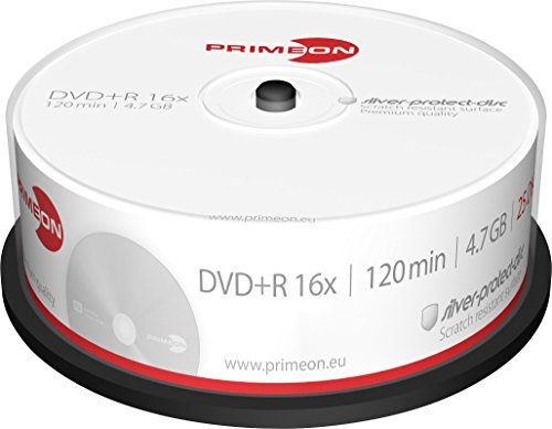 Primeon Dvd+R 4,7 GB/120 min/16x Cakebox, Silver-Protect-Disc Surface (25 Dischi)