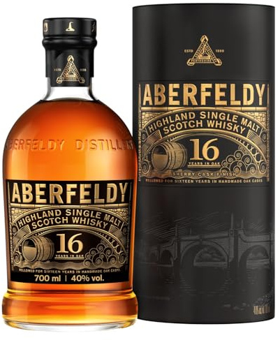 Aberfeldy 16 Jahre Single Malt Scotch Whisky, 40 Vol.-%, 70 cl/700 ml, Premium-Whisky, in Oloroso-Sherry-Fässern (1. Fill) gereift