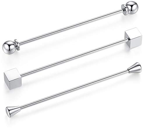 Honey Bear 3 Stück Set Herren kragennadel Anzug Hemd Kragenstift Kragen Pins Bar Krawattenknoten Bar Edelstahl für Hochzeit Geschenk,Kegel Silber,MEHRWEG (Stil mischen Silber ohne Box D)