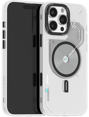 Aulumu A16 für iPhone 16 Pro hülle Magnetische Thermohülle | Kamera-Steuerung | IMD-Technologie | Kompatibel mit MagSafe | Komplett umschließend | Touch Durchscheinendes Weiß