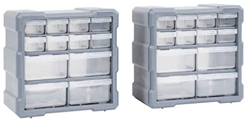 vidaXL Mobile Contenitore con 12 Cassetti Organizer Portaminuterie Cassettiera Scaffale Organizer Scatole Multiuso Box Officina Scomparti