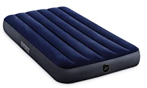 Intex 64757E Dura-Beam Standard Downy Air Mattress: Fiber-Tech – Twin Size – 10in Bed Height – 300lb Weight Capacity – Pump Sold Separately Blue