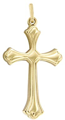 forme di Lucchetta - Christlich-orthodoxer Kreuz Anhänger aus 14k Gelbgold - 27x16mm, Goldanhänger Damen Herren 585 Echtgold | für Ketten (bis zu 4 mm) - hergestellt in Italien