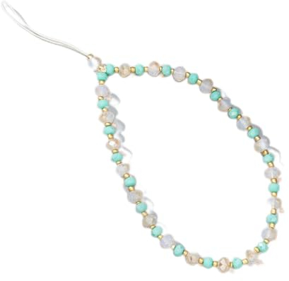 Universale Bead Telefonkette Telefongurte Handykette,Mischfarben Kristall Perlen Telefon Lanyard Handschlaufe Handgelenkschlaufe Kette Handyanhänger Taschenanhänger Schlüsselanhänger für Frauen,Grün