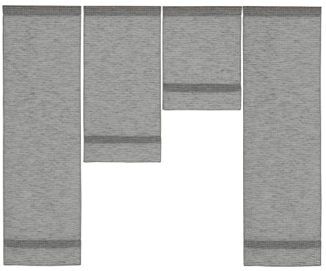 Experience by Omega Scheibengardine modern 3er I 4er Mini Flächenvorhang Set Anthrazit 4049 4050 Breite 90 cm 120 Größe 4 x 30 100/60/40/100 cm, Farbe