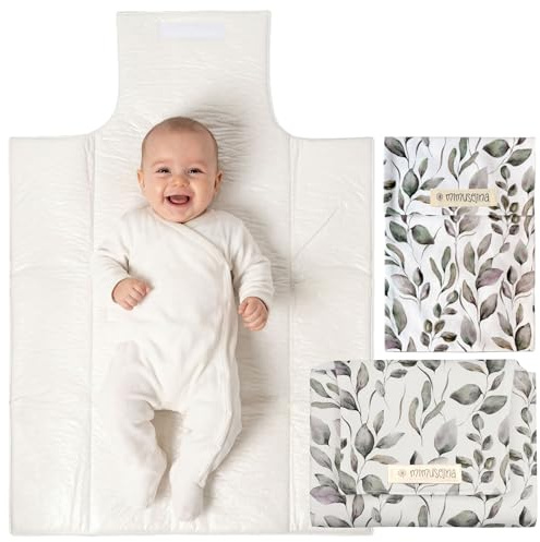 MIMUSELINA | Set mit tragbarer Wickelunterlage Unterwegs und Wickeltasche | Wasserdicht, Faltbar und aus 100% OEKO-TEX Baumwolle | Baby-Zubehör für unterwegs oder auf Reisen