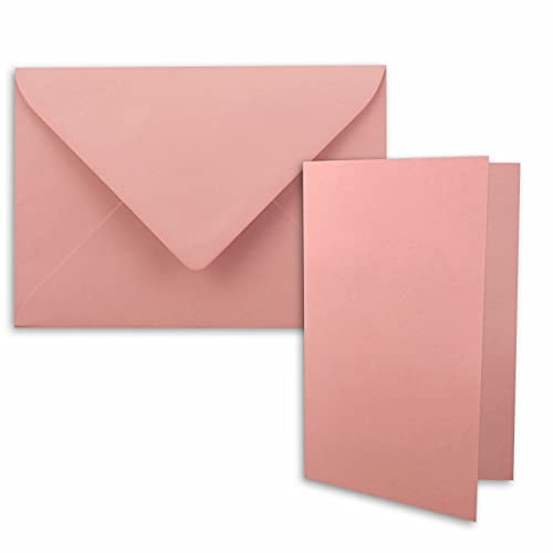 25 biglietti pieghevoli formato DIN B6 con buste, colore rosa antico, 120 x 170 mm, ideali per biglietti di invito, matrimonio, battesimo, comunione, cresima. Marchio: FarbenFroh