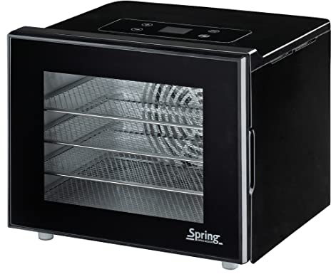 Spring Deshidratador Basic 30, 0 × 25, 5 21 cm, sistema de deshidratación horizontal de 35 °C a 70, temporizador de 1 24 horas, ventana con rejilla y bandeja para piel de fruta, acero inoxidable