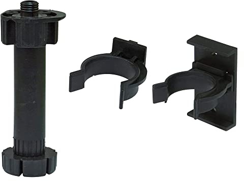 Amig - Kit 4 Pieds et 8 Supports pour Meubles de Cuisine | Mod. 9 | Ø47 x 135/160 x Ø13 mm | avec réglage et Pointe | pour plinthes de Cuisine | Plastique Noir