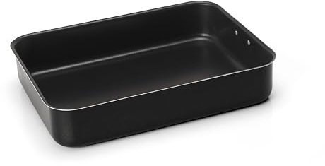 Zanetti Jumbo, non-stick lasagnera, storlek 35 x 25 cm, rektangulär lasagnera med hängande ring, platsbesparande, svart, tillverkad i Italien