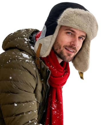 Clakllie Unisex Fliegermütze Wildleder Winddicht Trappermütze Warme Kunstfell Russische Mütze Warme Baumwolle Hut