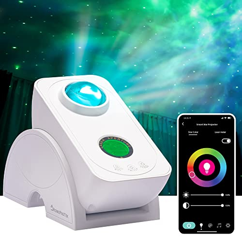 HOMEPROTEK Projecteur Galaxie, Projecteur Ciel Étoilé - Intelligent Contrôlé par application Galaxy Projector rotatif à 90 degrés Hey Google et Alexa compatible Lampe Projecteur Galaxie Plafond