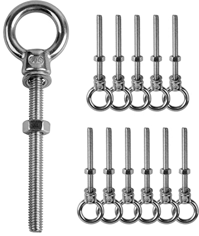 LALAGO 12 PCs. Boulons à Œil M6 x 60mm | Anneaux de Levage | Vis 304 Acier Inoxydable | Crochets à Visser