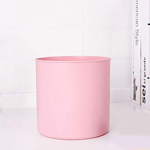 Poubelle d'intérieur ronde corbeille à papier de bureau, petite poubelle en plastique pour comptoir de bureau (rose)
