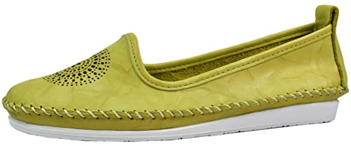 Andrea Conti 0023410 Damen Ballerina Mokassins Leder Slipper, Größe:38 EU, Farbe:Grün
