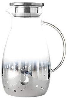 Brocche Semplice brocca di vetro con coperchio in acciaio inox Caraffa ad acqua con beccuccio e maniglia Perfetto for succo fatto in casa e tea ghiacciata-2000ml Caraffe da Tavola Brocche (Color : Si